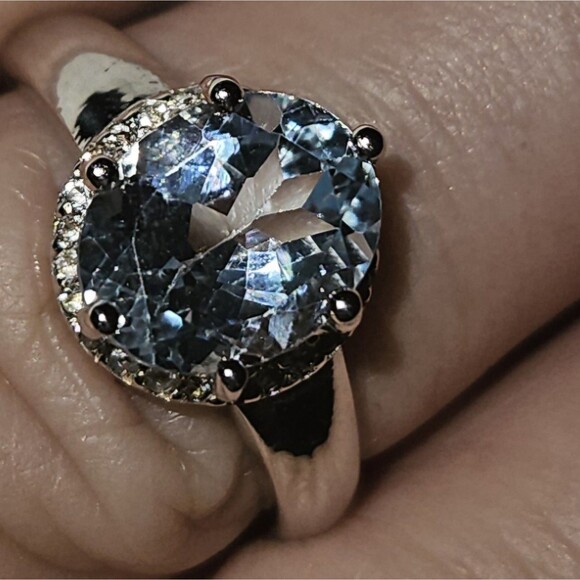 Jewelry - Gorgeous Womens Sterling Silver Blue Topaz White Topaz Size 7 Designer Ring